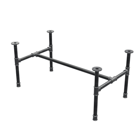 Industrial cast iron coffee table base, H-frame, 91 × 51 cm, 42 cm high, three-quarter view