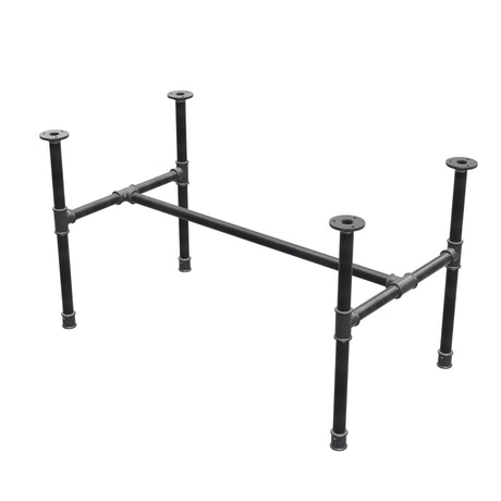 Industrial cast iron coffee table base, H-frame, 91 × 51 cm, 52 cm high, three-quarter view