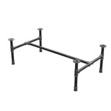 Industrial cast iron coffee table base, H-frame, 96 × 55 cm, 32 cm high, three-quarter view