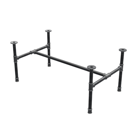 Industrial cast iron coffee table base, H-frame, 96 × 55 cm, 42 cm high, three-quarter view