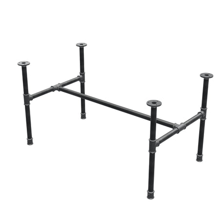 Industrial cast iron coffee table base, H-frame, 96 × 55 cm, 52 cm high, three-quarter view