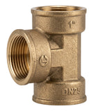 CW617N brass female-female-female BSP equal tee - front view