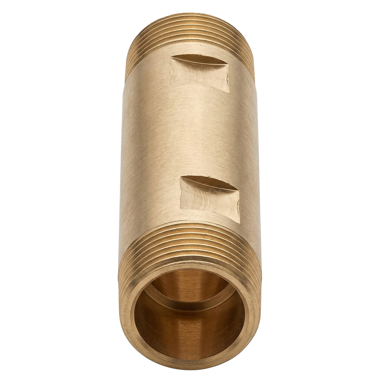 Male-to-male brass CW617N BSP water meter extension tube - side view