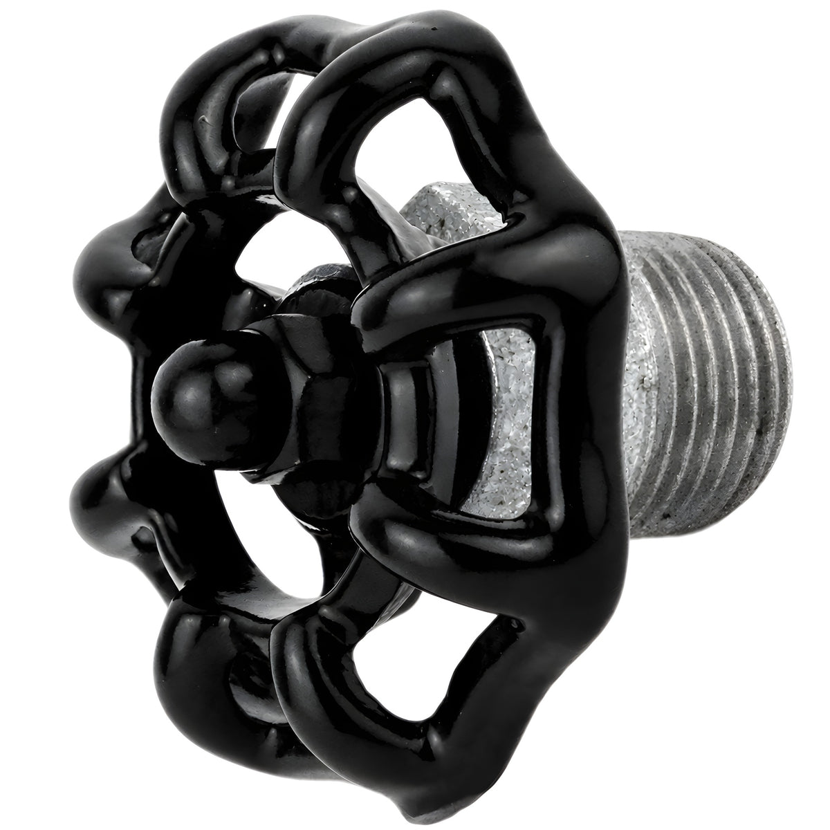 Black 52 mm handwheel on half nipple, 1/2'' with black nut, galvanized cast iron fitting