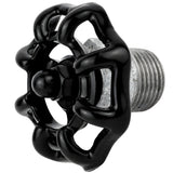 Black 52 mm handwheel on half nipple, 1/2'' with black nut, galvanized cast iron fitting