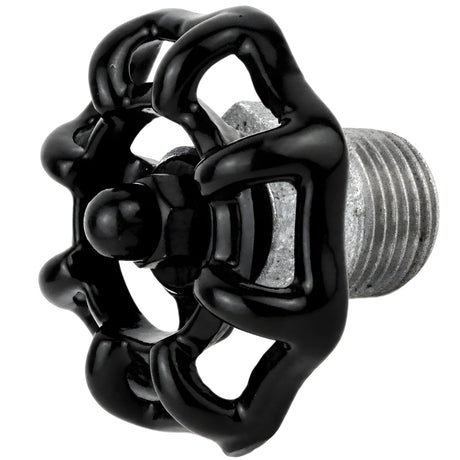 Black 52 mm handwheel on half nipple, 1/2'' with black nut, galvanized cast iron fitting