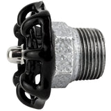 Black 52 mm handwheel on half nipple, stainless steel nut, galvanized cast iron fitting