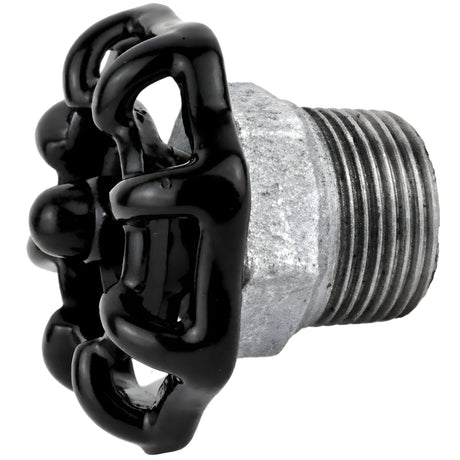 Black 52 mm handwheel on half nipple, black nut, galvanized cast iron fitting