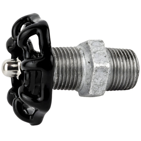 Black 52 mm handwheel on nipple, 1/2'' with stainless steel nut, galvanized cast iron fitting