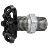 Black 52 mm handwheel on nipple, 1/2'' with black nut, galvanized cast iron fitting