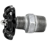 Black 52 mm handwheel on nipple, stainless steel nut, galvanized cast iron fitting