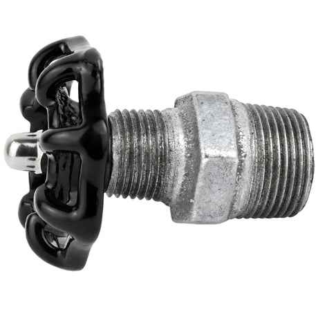 Black 52 mm handwheel on nipple, stainless steel nut, galvanized cast iron fitting