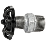 Black 52 mm handwheel on nipple, black nut, galvanized cast iron fitting