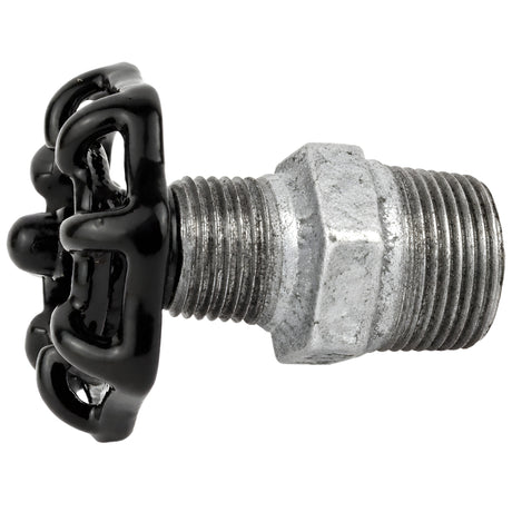 Black 52 mm handwheel on nipple, black nut, galvanized cast iron fitting