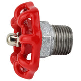 Red 52 mm handwheel on half nipple, 1/2'' with stainless steel nut, galvanized cast iron fitting