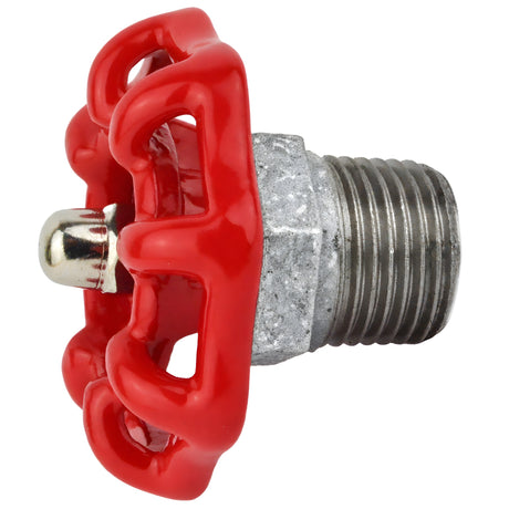 Red 52 mm handwheel on half nipple, 1/2'' with stainless steel nut, galvanized cast iron fitting
