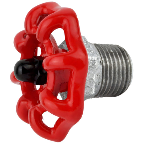 Red 52 mm handwheel on half nipple, 1/2'' with black nut, galvanized cast iron fitting
