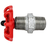 Red 52 mm handwheel on nipple, 1/2'' with black nut, galvanized cast iron fitting
