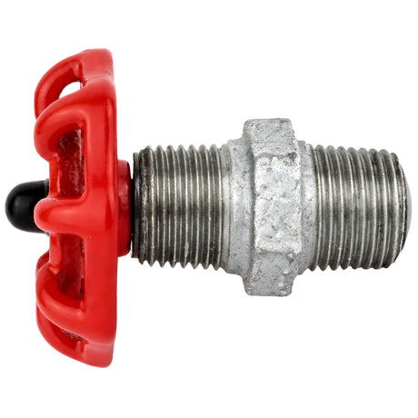 Red 52 mm handwheel on nipple, 1/2'' with black nut, galvanized cast iron fitting