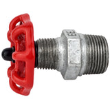 Red 52 mm handwheel on nipple, black nut, galvanized cast iron fitting
