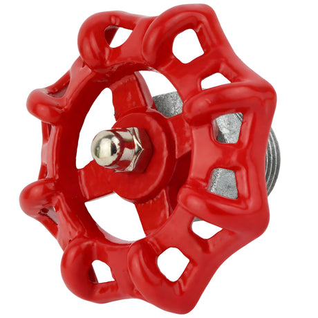 Red 72 mm handwheel on half nipple, 1/2'' with stainless steel nut, galvanized cast iron fitting