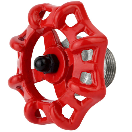 Red 72 mm handwheel on half nipple, 1/2'' with black nut, galvanized cast iron fitting