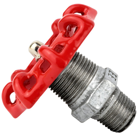Red 72 mm handwheel on nipple, 1/2'' with stainless steel nut, galvanized cast iron fitting
