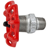 Red 72 mm handwheel on nipple, 1/2'' with black nut, galvanized cast iron fitting