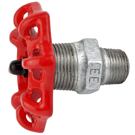 Red 72 mm handwheel on nipple, 1/2'' with black nut, galvanized cast iron fitting