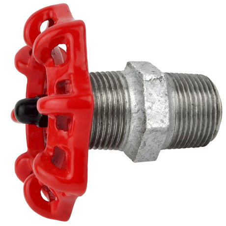 Red 72 mm handwheel on nipple, black nut, galvanized cast iron fitting