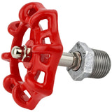 Red handwheel on extended half nipple, 72 mm, galvanized cast iron fitting