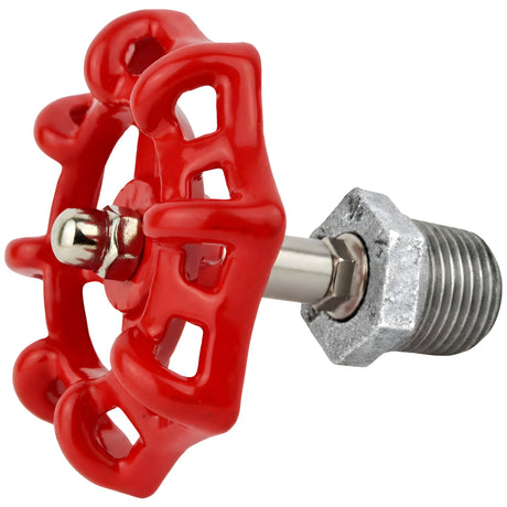 Red handwheel on extended half nipple, 72 mm, galvanized cast iron fitting