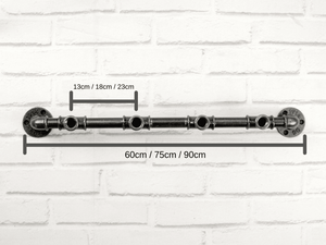 Coat hook, Coat rack with 4 elongated black Handwheels | 3 sizes