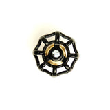 Door handle knob with black valve wheel in brass steampunk style