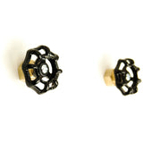 Furniture front handle button with black brass knob