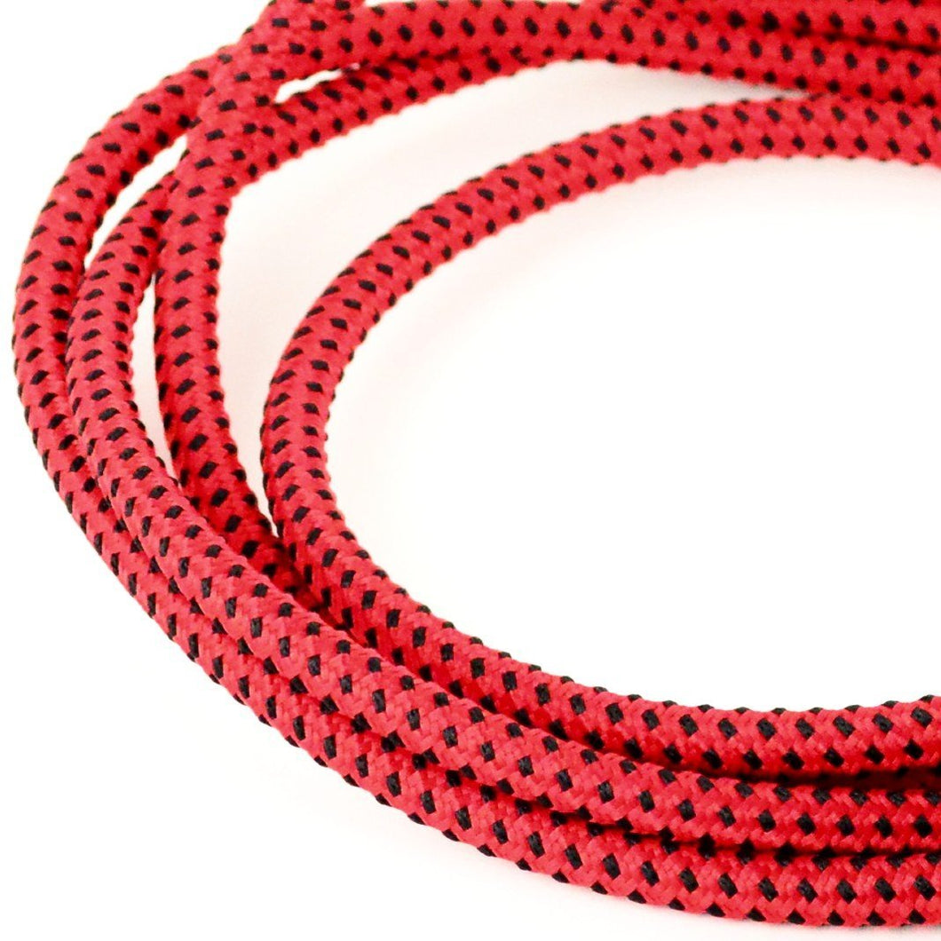 Red and black textile power cable