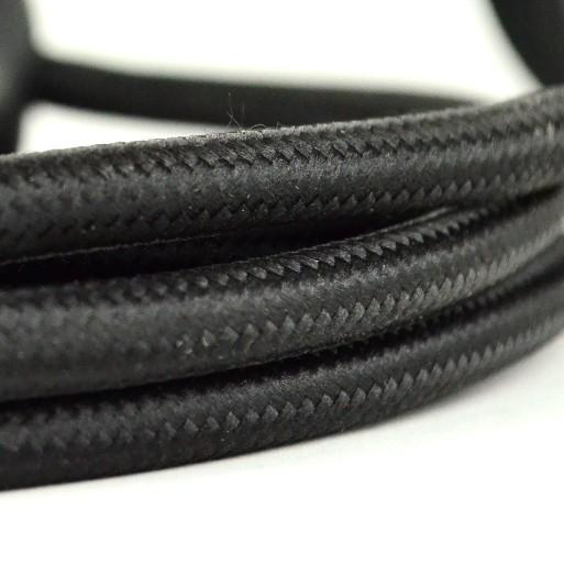 Black textile electrical cable - textile cable for industrial style lamp