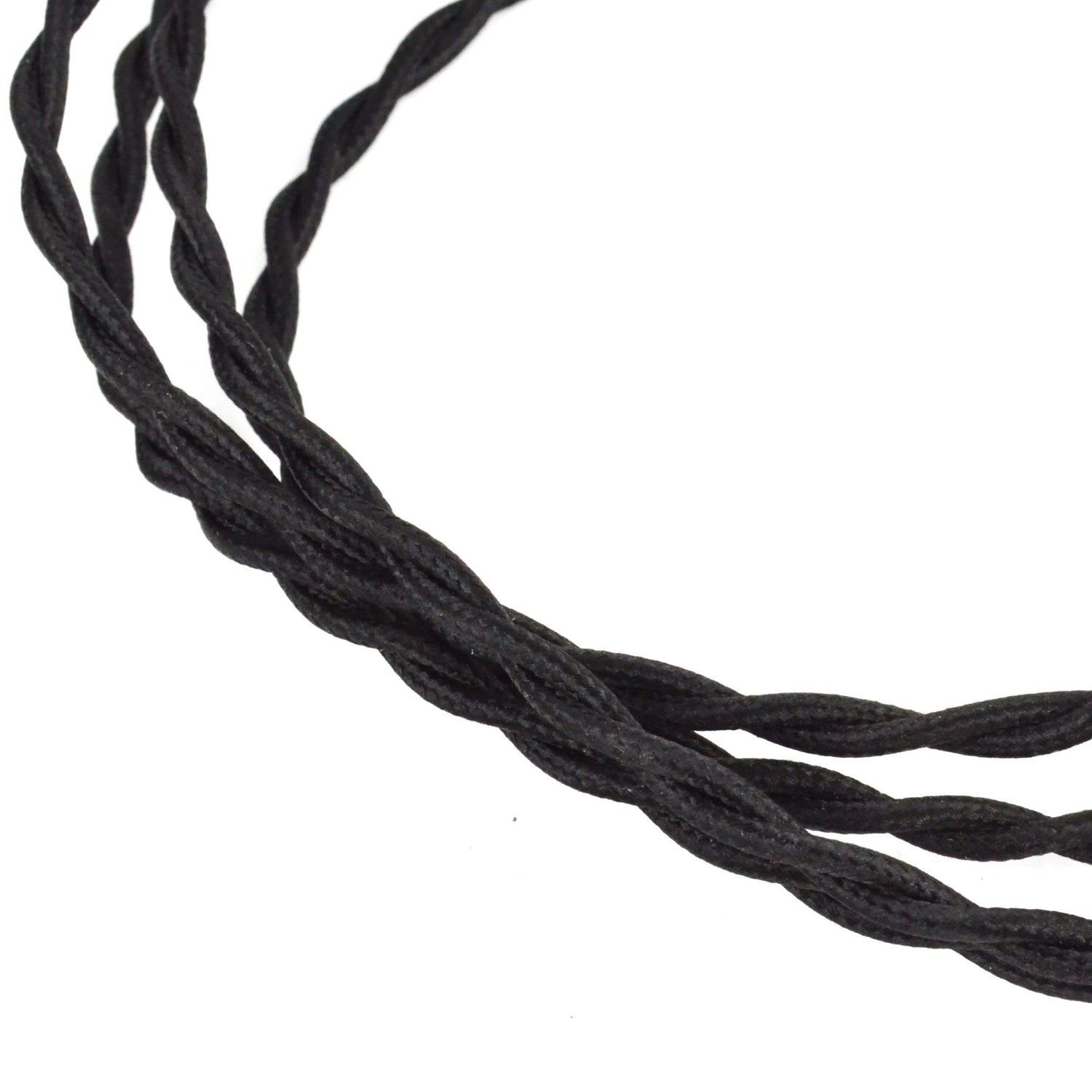 Twisted black textile power cable