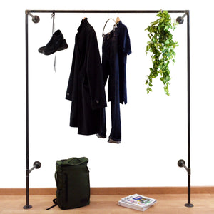 Wall-hung clothes rack, industrial style