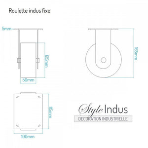 Roulette industrielle noire métal pour meuble 